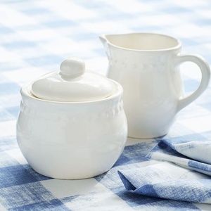 Pottery Barn Stoneware Emma Creamer and Sugar Bowl